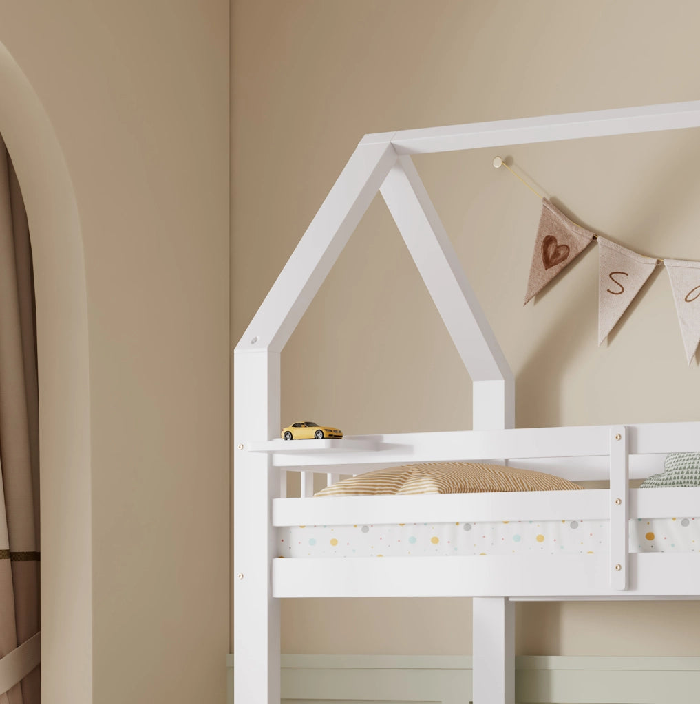 Letto a castello per bambini bianco 90x200 e 140x200 cm