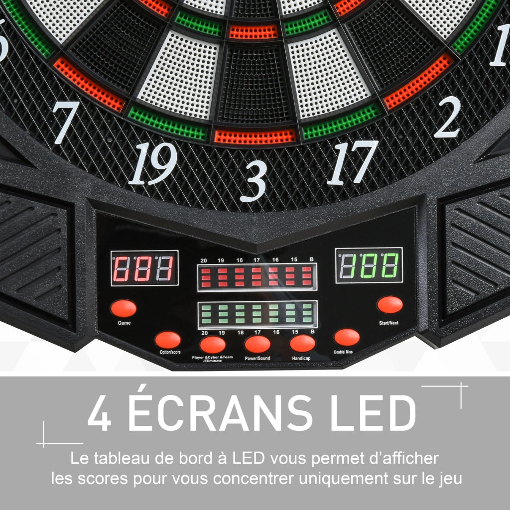 Bersaglio freccette elettronico ¨C Minimal ¨C 27 giochi, 8 giocatori, LED, altoparlante, nero