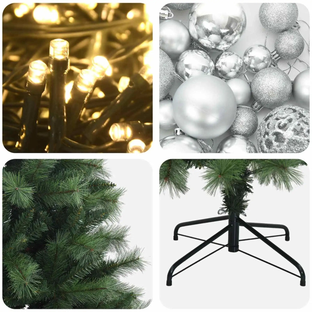 Albero di Natale artificiale con rami snodati e palline 150 cm 3466030
