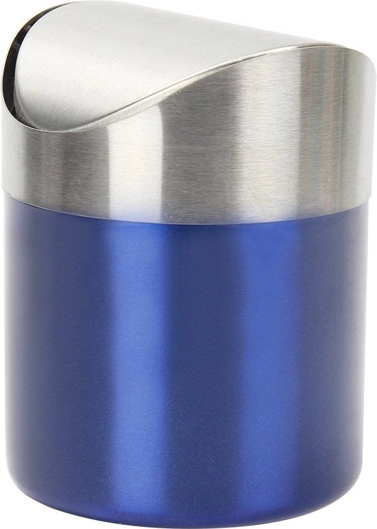 Mini contenitore di raccolta rifiuti con coperchio, 1,5 l, acciaio inossidabile, contenitore di raccolta rifiuti per uso domestico, ufficio, bagno, auto, 16 x 12 cm