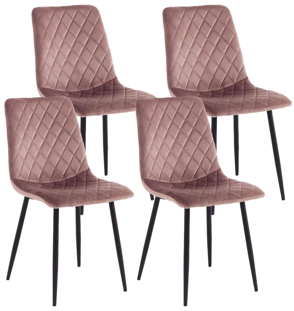 Set 4 Sedie 44x50x88 cm in Velluto Rosa