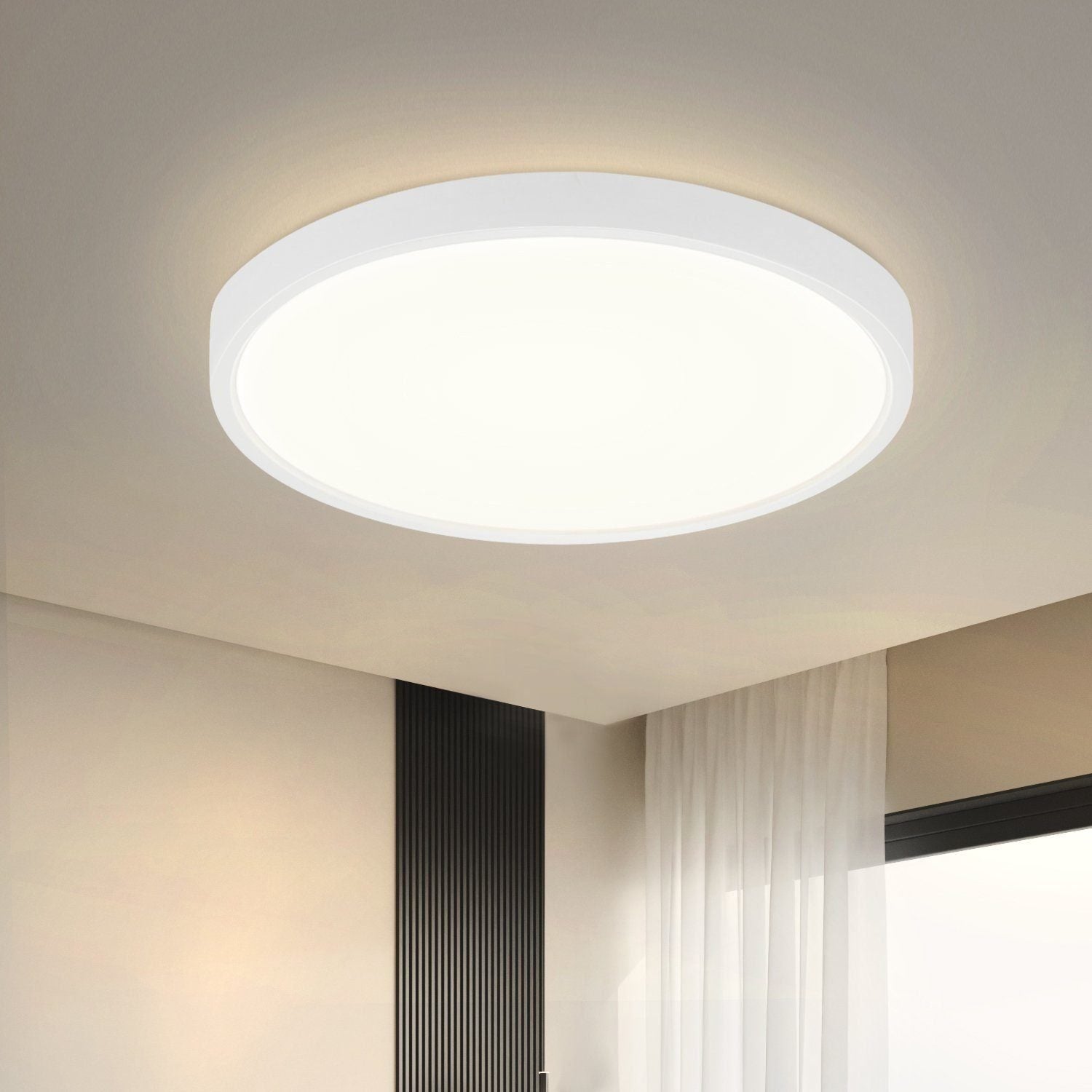 ZMH Lampada da soffitto plafoniera LED rotonda bianca 22cm 15W