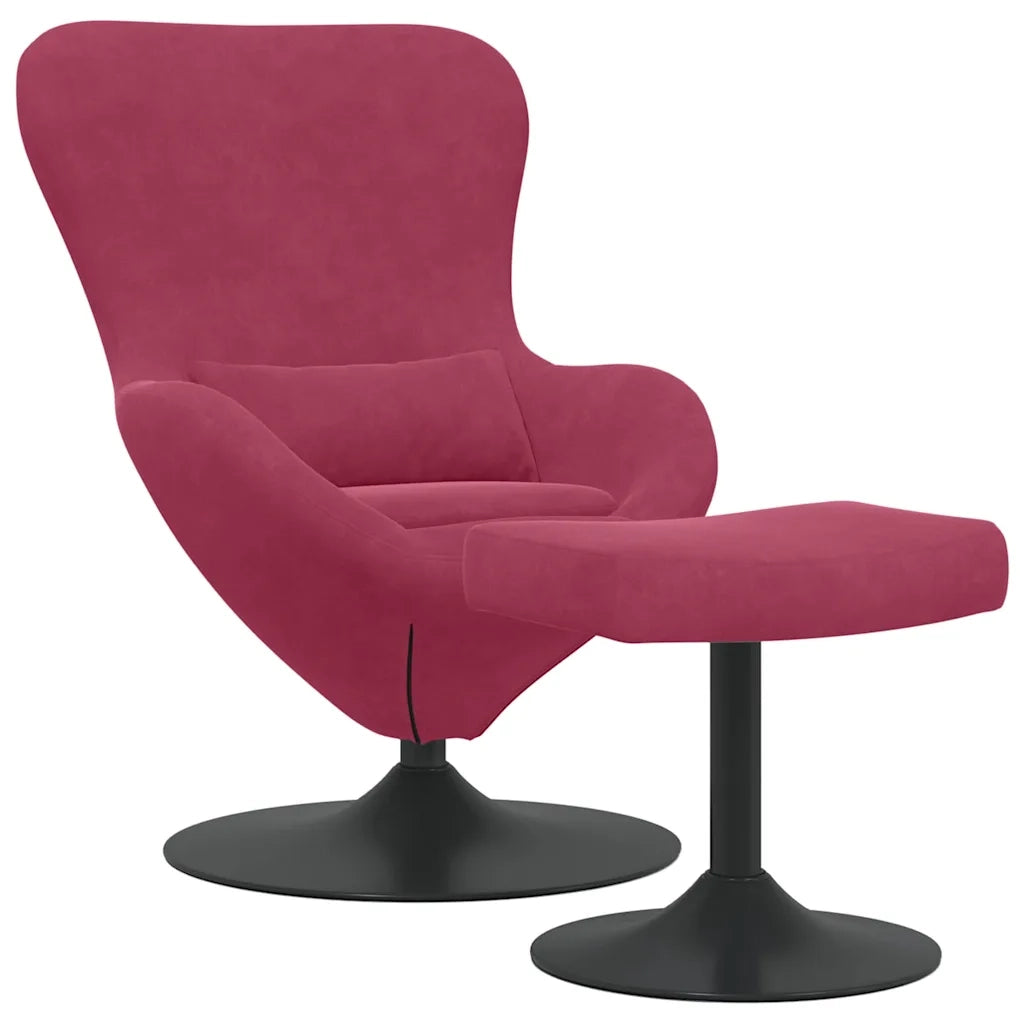 Sedia Egg con Pouf Rosso Vino Velluto 42002749