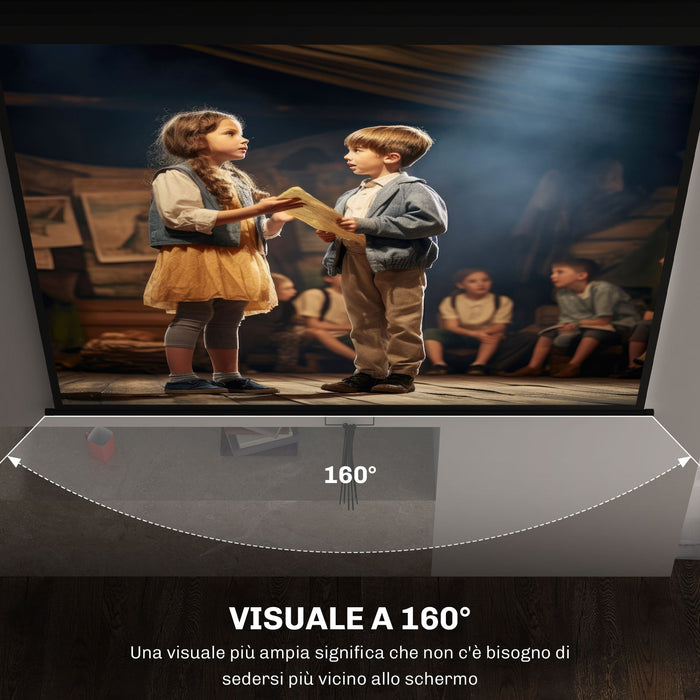 Telo Proiettore 120" Regolabile con Montaggio a Soffitto e Parete Formato 4:3 244x8,6x183cm Bianco e Nero