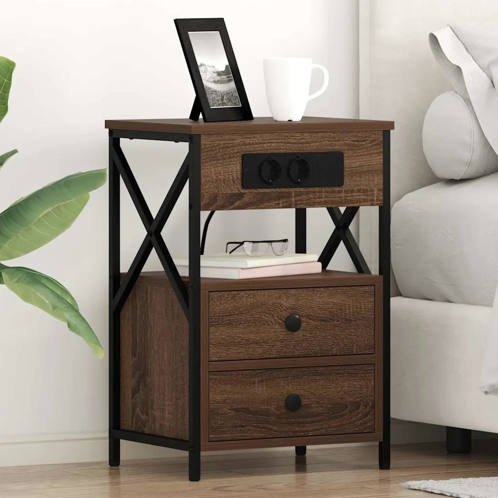 Armadio da Notte con cassetto Rovere Marrone 40 x 31 x 60 cm 859468