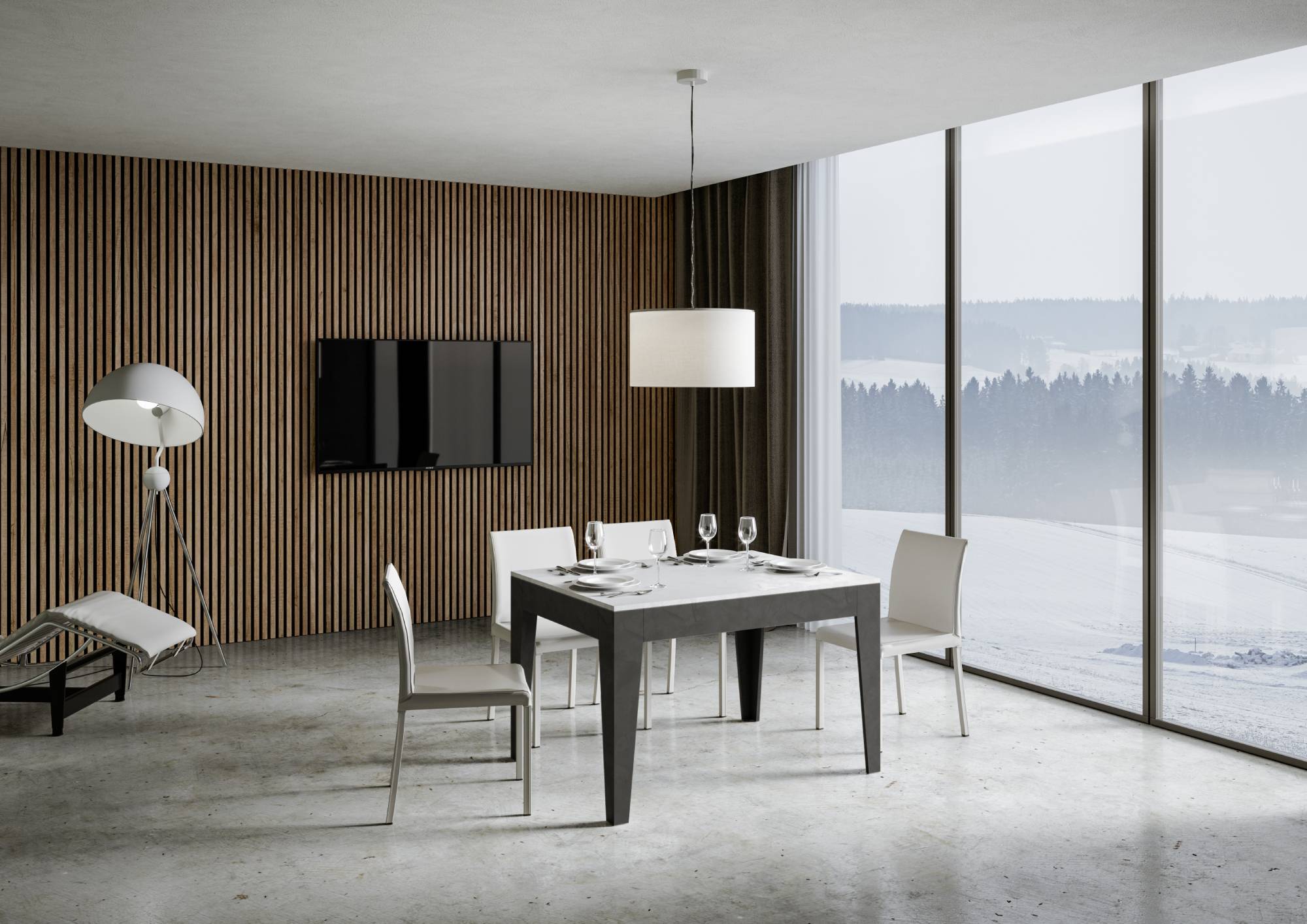 Tavolo Allungabile 120-180x90x77 cm Cico Mix Bianco Spatolato