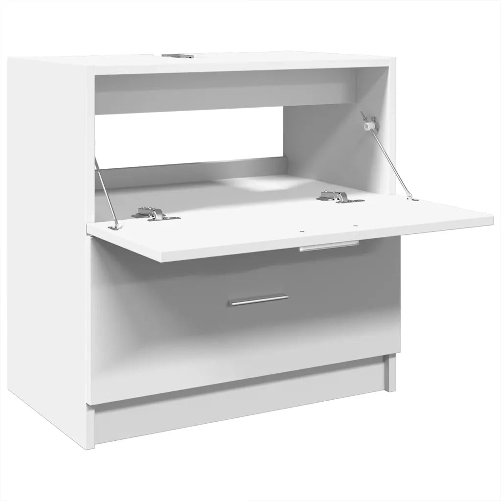 Mobiletto moderno per lavabo da bagno con pratico contenitore 59 x 37 x 59 cm legno composito bianco 02_0049531