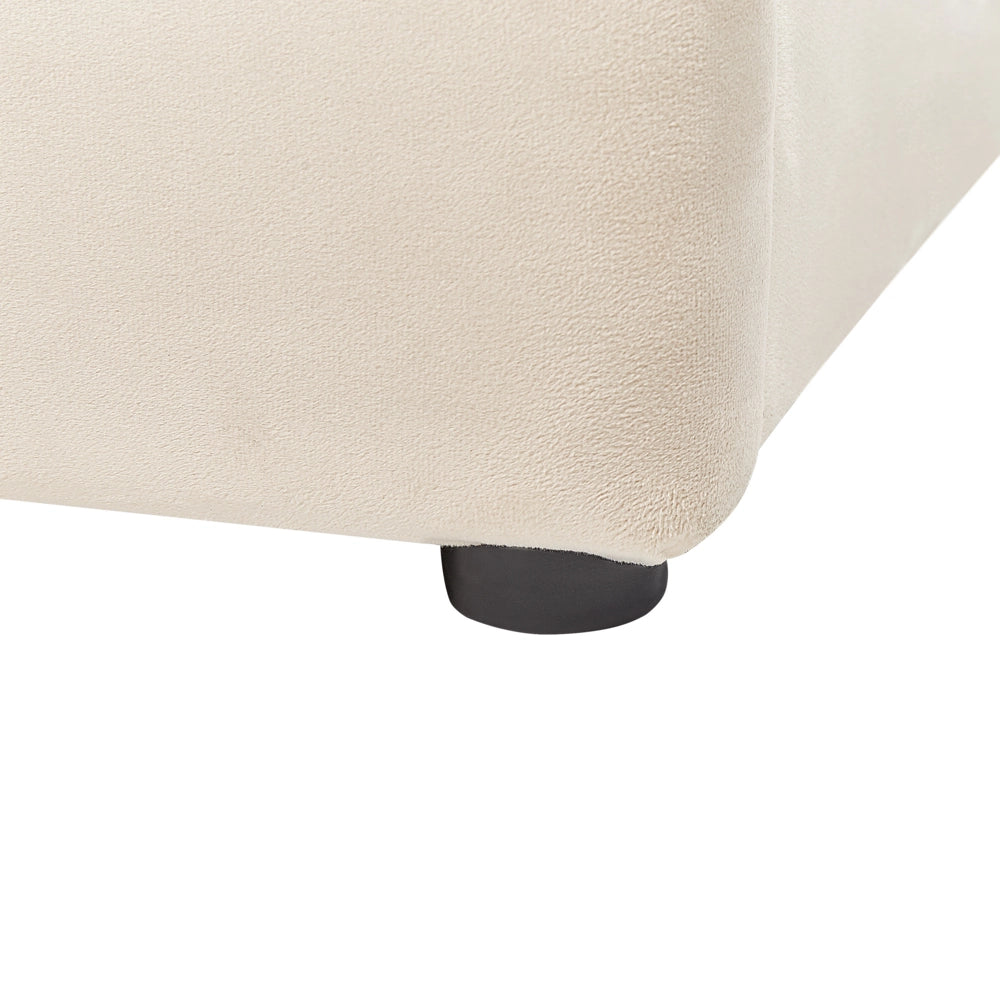 Letto Ottomano Beige Chiaro Velluto Tappezzato 140 x 200 cm Testiera Travestita Funzione Contenitore