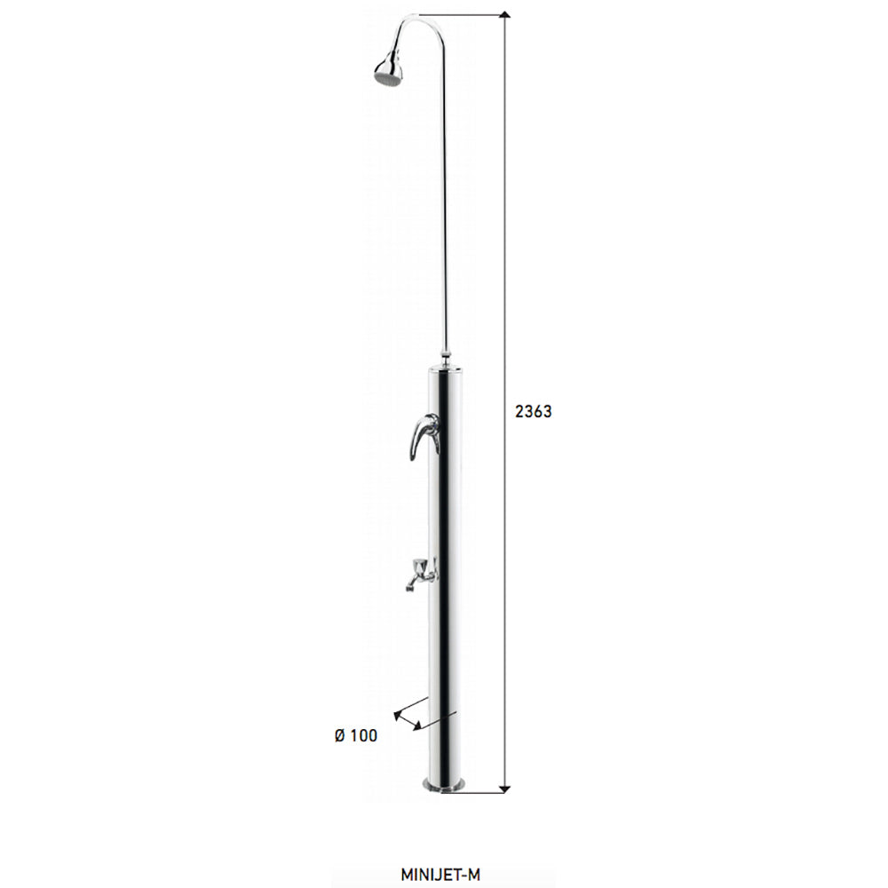 Doccia da Giardino Miscelatore e Lavapiedi ATI Docce Minijet-M Inox Anodizzato