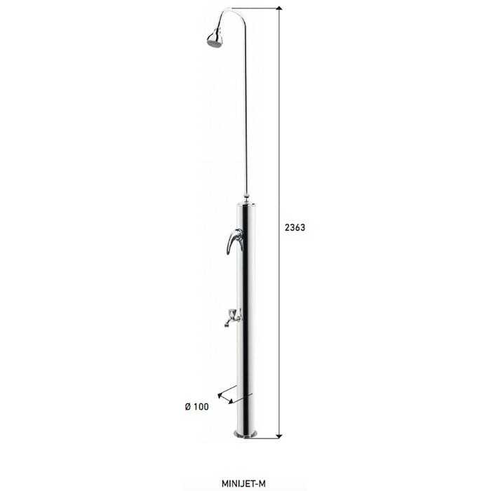 Doccia da Giardino Miscelatore e Lavapiedi ATI Docce Minijet-M Inox Anodizzato