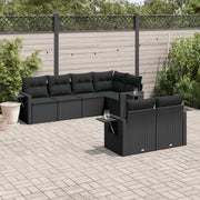 Set Divani da Giardino con Cuscini 7pz Nero Polyrattan 3220404