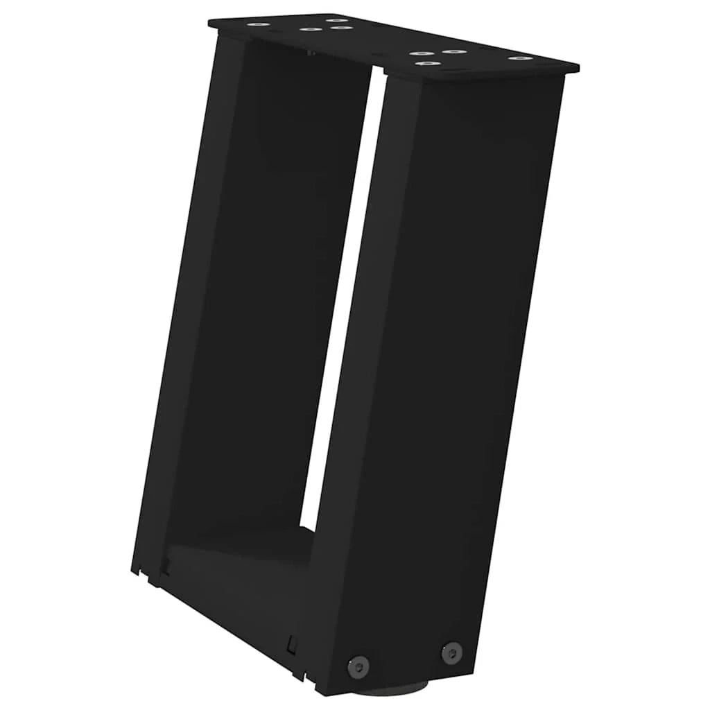 Set di 2 gambe per tavolino da caffè a forma di U dal design moderno 30 x 31 cm con piedini regolabili in acciaio nero 02_0057021