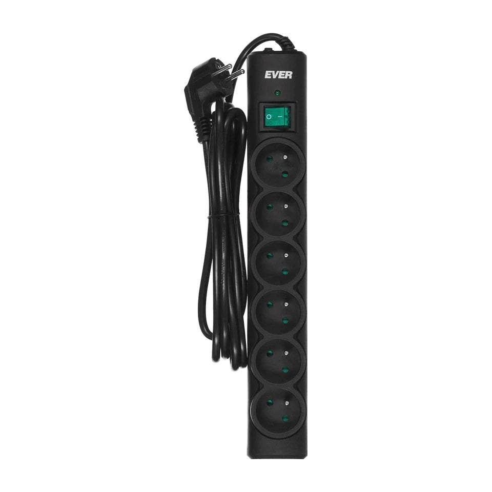 Ever Optima 3m Nero 6 prese AC 250 V
