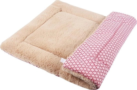 Matto per cani, morbido e caldo, lettino per cani e gatti, divano per animali domestici XZ014 (L (90 x 70 cm), Plaid corto rosa)