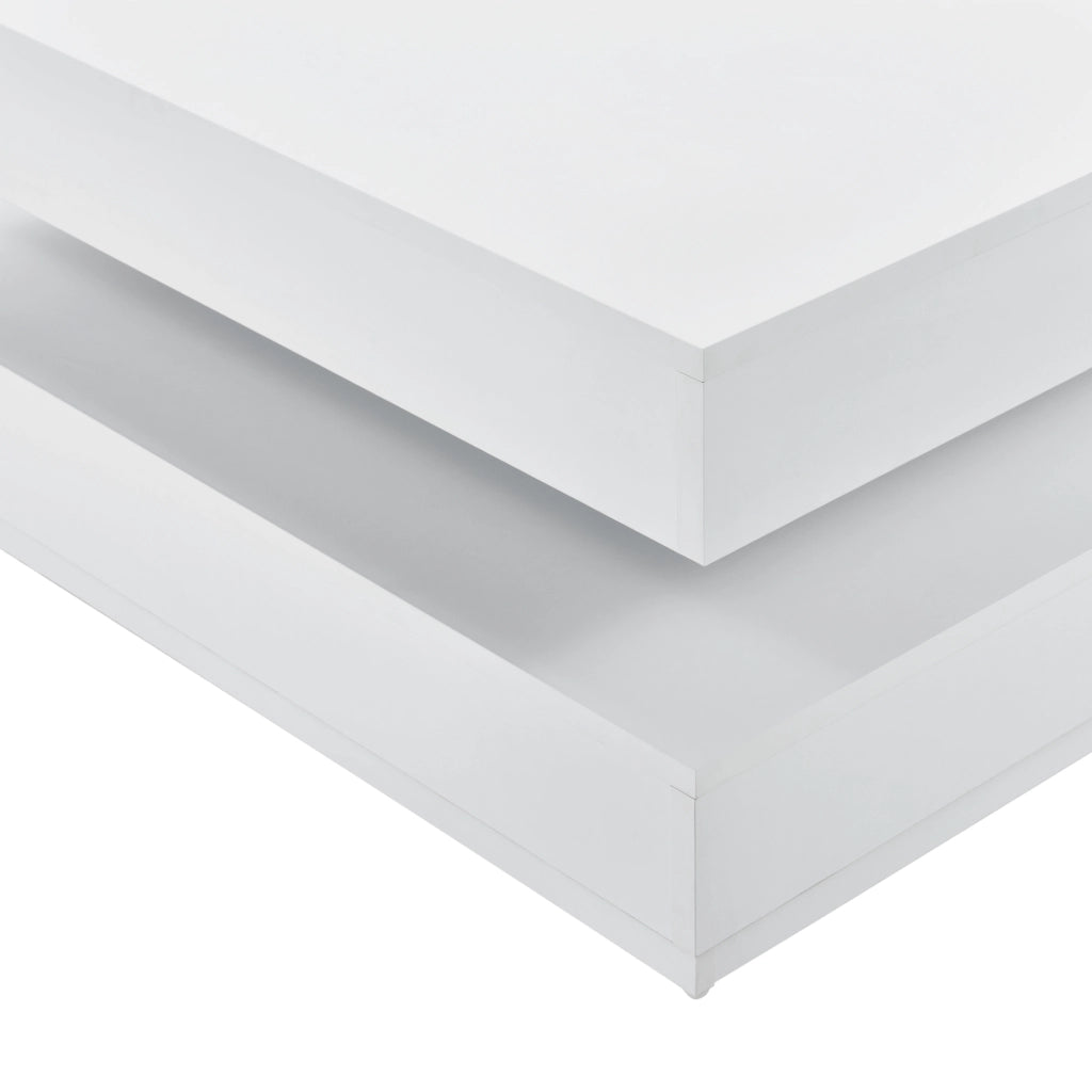 Tavolino da Caffè Florenz con Piano Girevole per Salotto Soggiorno 76 x 76 x 38 cm - Bianco [en.casa]