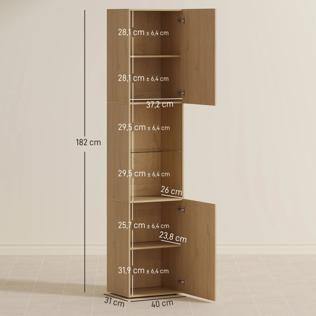Colonna bagno 6 ripiani 2 ante ¨C Xylo ¨C rovere 40x31x182cm