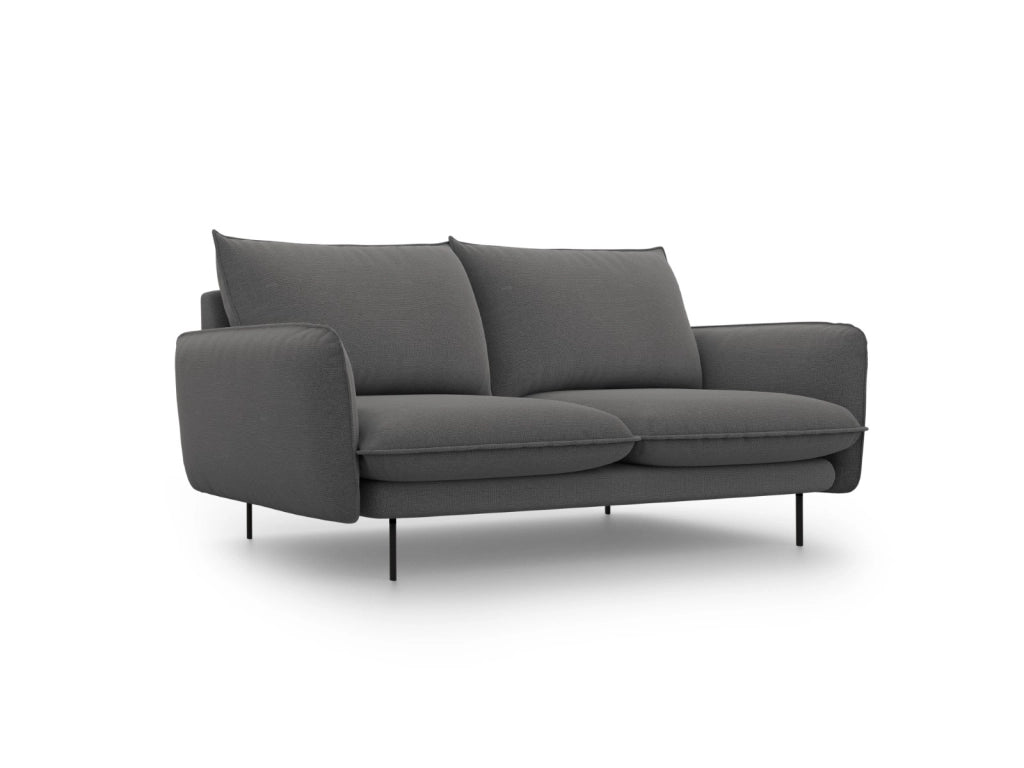 Cosmopolitan Design - Divano "Vienna" 2 posti in tessuto strutturato grigio scuro 
