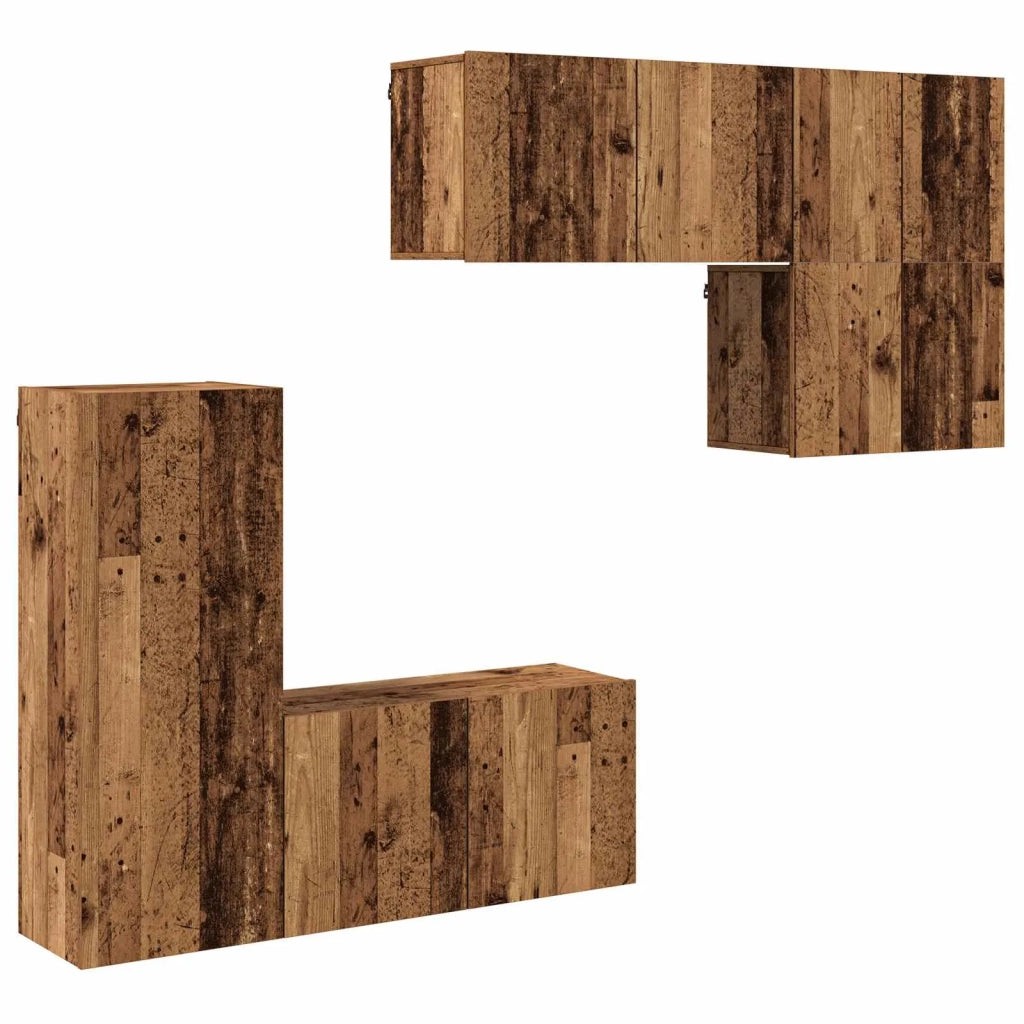 Unit¨¤ TV da Parete 5 pz | Armadietto TV | Mobile Porta TV Legno vecchio Legno multistrato
