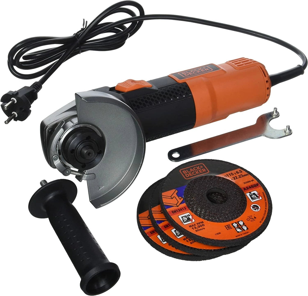 Smerigliatrice Ang.900W+3 Dischi+Valiget - Black E Decker