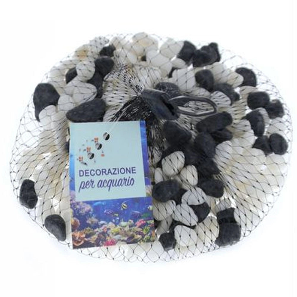 Trade Shop - 3 Pz Pietre Decorative Acquario Bianche Nere Decorazione Sassi Piante Vasi 300gr -
