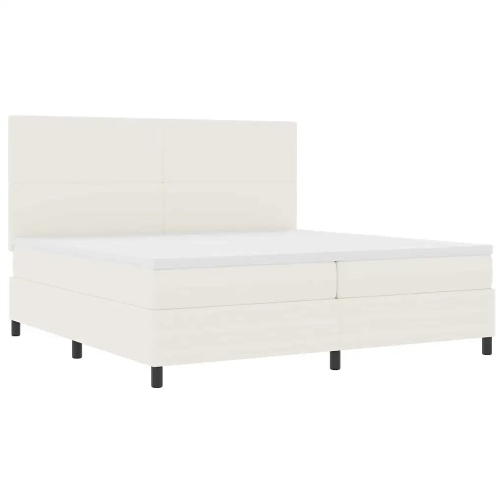 Letto a molle Crema e Bianco 200 x 200 cm Tessuto in Cords