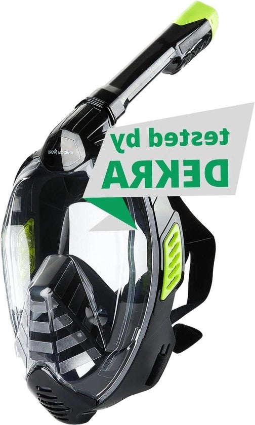 Snorkelset per adulti - qualità professionale - vetro anti-condens - cintura maschera in silicone fluido - Snorkel Dry Top - attrezzatura da immersione nera - set di snorkeling completo con maschera e siringa