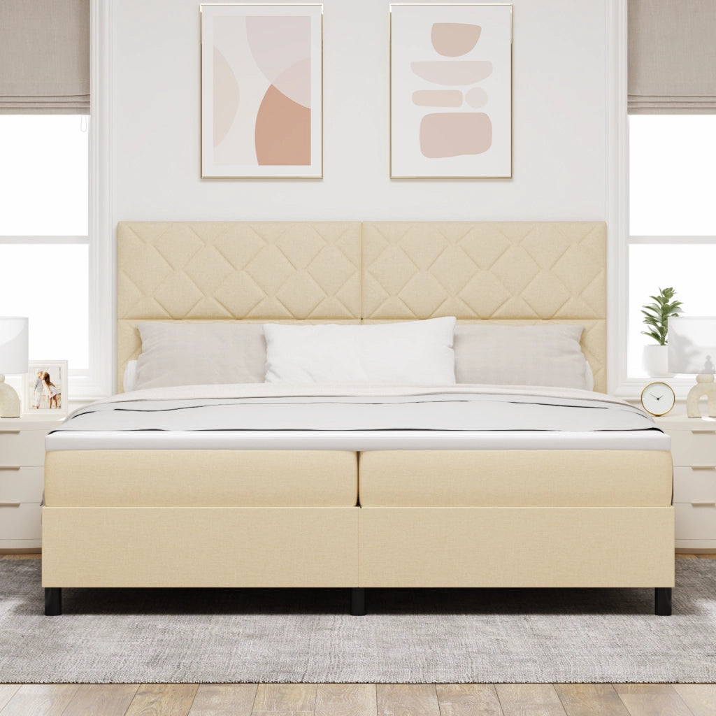 Rete a Molle con Materasso & LED Crema 200x200 cm Tessuto