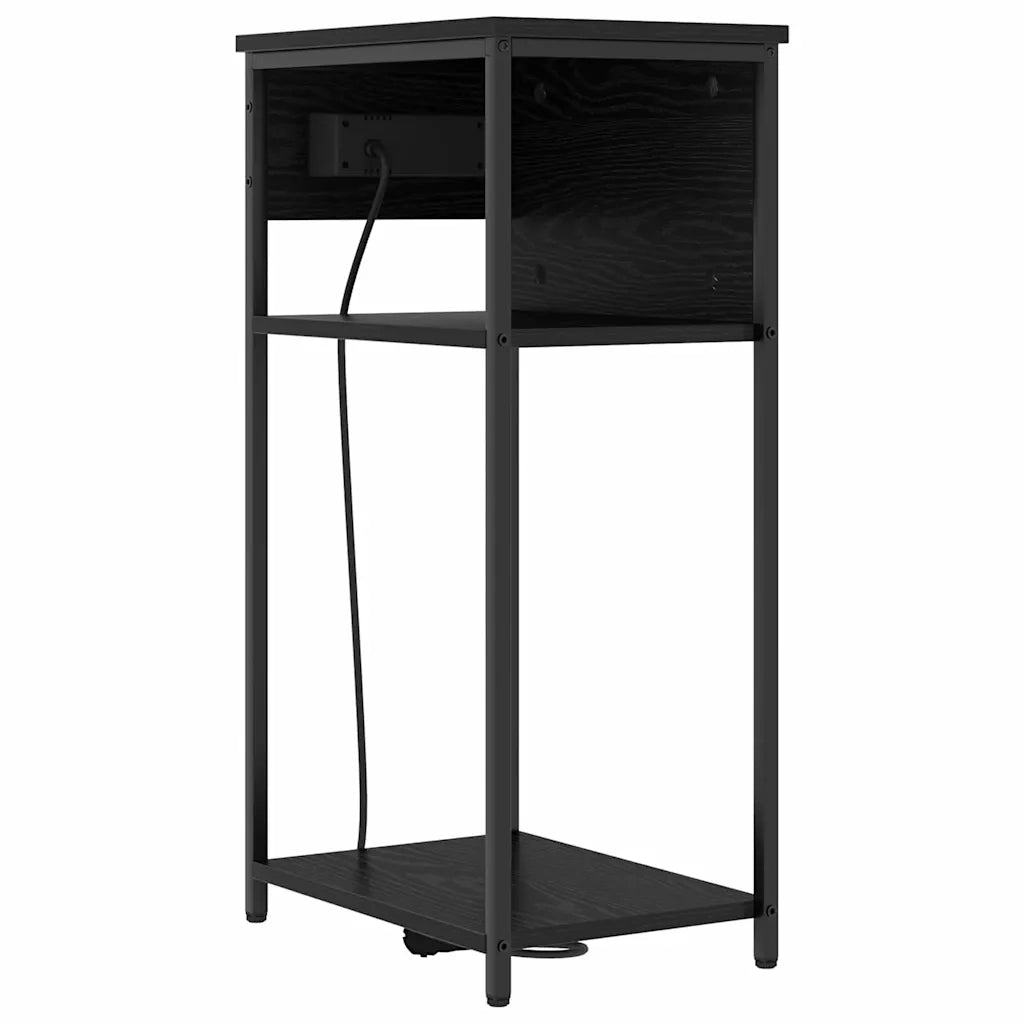 Comodino | Armadio da Notte | Mobiletto da notte Rovere Nero 41 x 28 x 76 cm Legno multistrato
