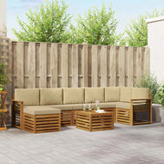 Set di divani da esterno con cuscino 8 pcs Naturale e Beige