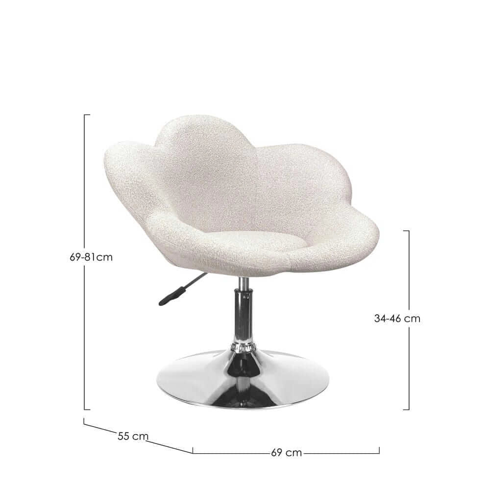 Set di 2 Poltroncine Girevoli Regolabili in Tessuto Bouclé con Base Cromata - BLOOM