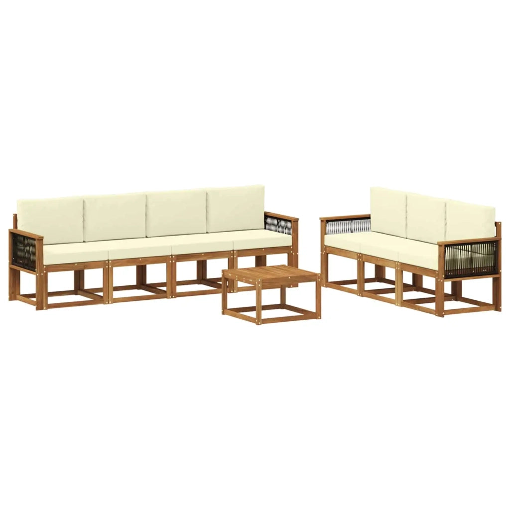 Set di divani da esterno con cuscino 7 pcs Naturale e Crema