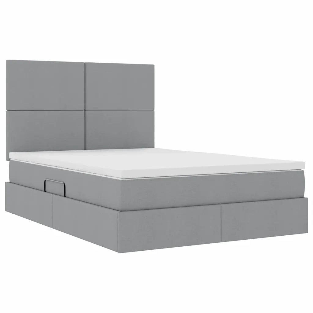 Letto con contenitore e materasso Grigio chiaro 140 x 200 cm