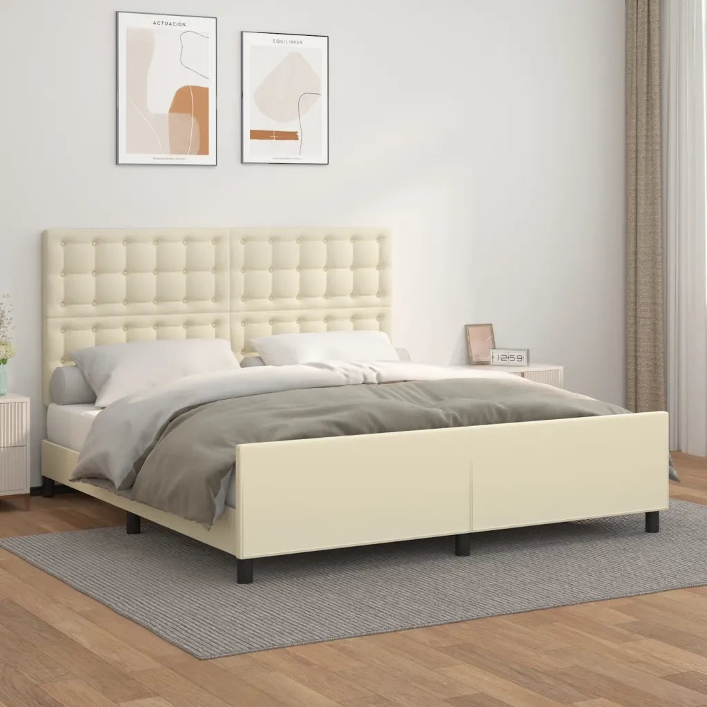Giroletto con Testiera Crema 160x200 cm in Similpelle cod mxl 62315