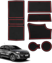 Antislipmatte per Peugeot 208 e-208 2008 e-2008 2020-2024 2025, 6 pezzi di gomma per console centrale, cassetto portaoggetti, portabicchieri, vano portaoggetti integrato, vano sostegno braccio, nero e rosso