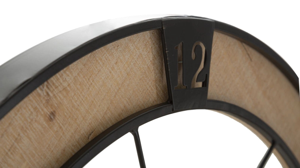 Orologio da Muro Couple Ø 60x3 cm in Ferro e Legno