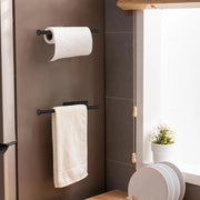 Sostegno per rotelle da cucina senza perforazione - acciaio inossidabile nero - M34055B - montaggio con colla sostegno per rotelle da cucina appeso