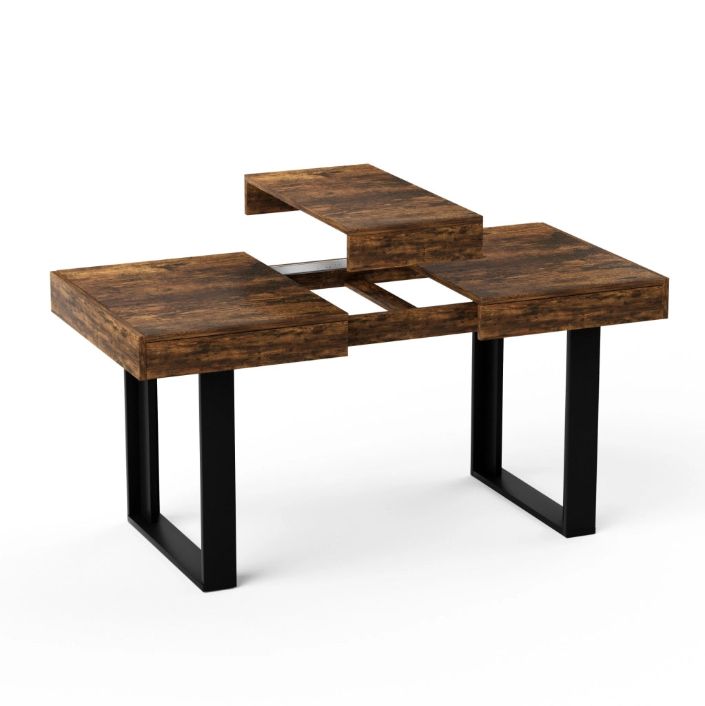 Tavolo da pranzo allungabile 120-160 cm in legno truciolare nero e marrone rustico