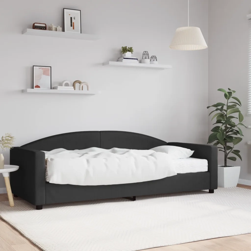 Divano Letto con Materasso-Sofa Letto-Daybed Nero 90x200 cm in Tessuto 252700