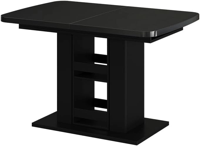 tavolo da pranzo allungabile Fenaro, Nero, 120 x 80 cm, allungabile con estrazione sincronizzata per lunghezza tavolo variabile