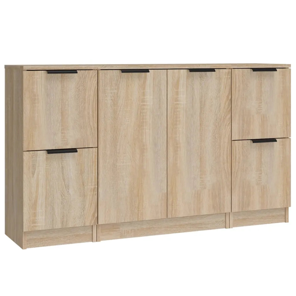 Credenze 3 pz | Madia | Buffet da pranzo | Armadio da pranzo Rovere Sonoma in Legno Multistrato