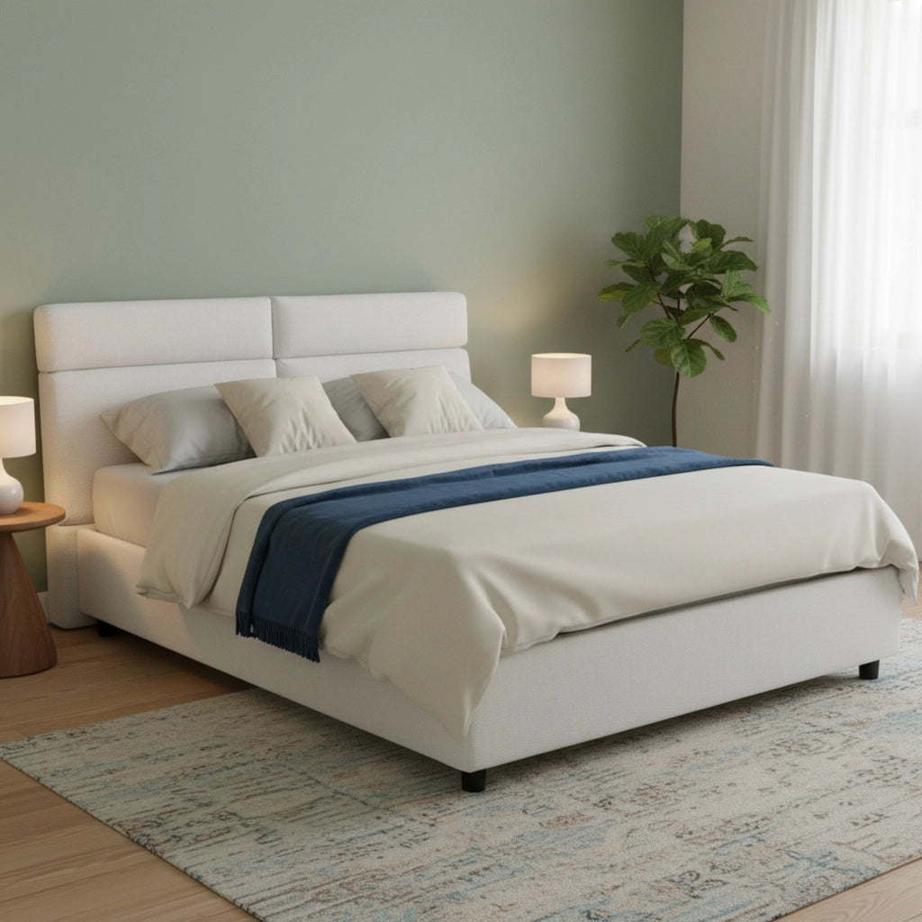 Letto Matrimoniale Asica, Letto Matrimoniale Materasso Incluso Made in Italy, Bianco