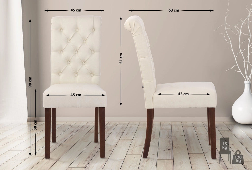 Sedia da cucina Lisburn design Chesterfield crema,Tessuto