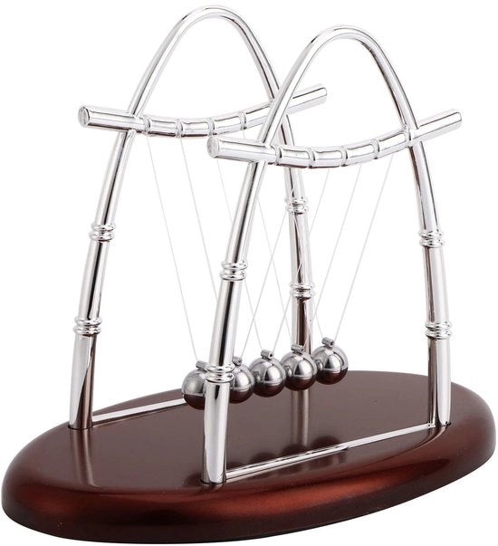 Balanza di Newton - U-stile Sfera di Equilibrio con Base in Plastica - Gadget Educativo Scientifico - Sfera in Movimento - 7,0 x 4,3 x 5,5 pollici - Conservazione di Momento e Energia - Sfera di Equilibrio con 7 Sfere