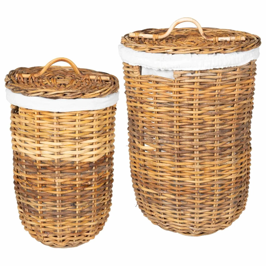 Cesto per Lavanderia 2 pz Marrone Rattan Kubu CFW9645021
