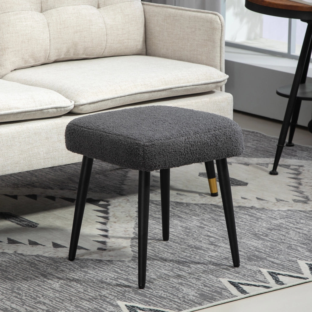 Pouf poggiapiedi imbottito ¨C Xylo ¨C tessuto effetto cashmere grigio scuro 42x42x44 cm