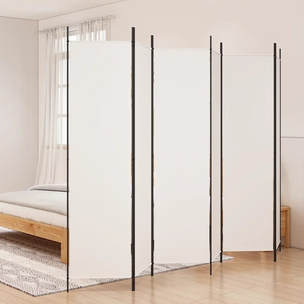Divisorio Ambienti | Divider per stanze | Paravento a 6 Pannelli Bianco 300x200 cm Tessuto