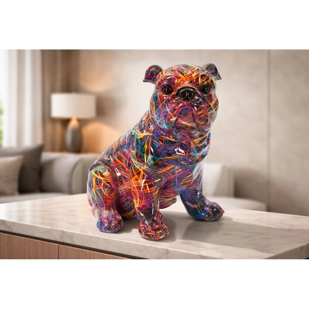 Scultura Bulldog, Multicolore, Poliresina, 21,5x15,5x21 cm