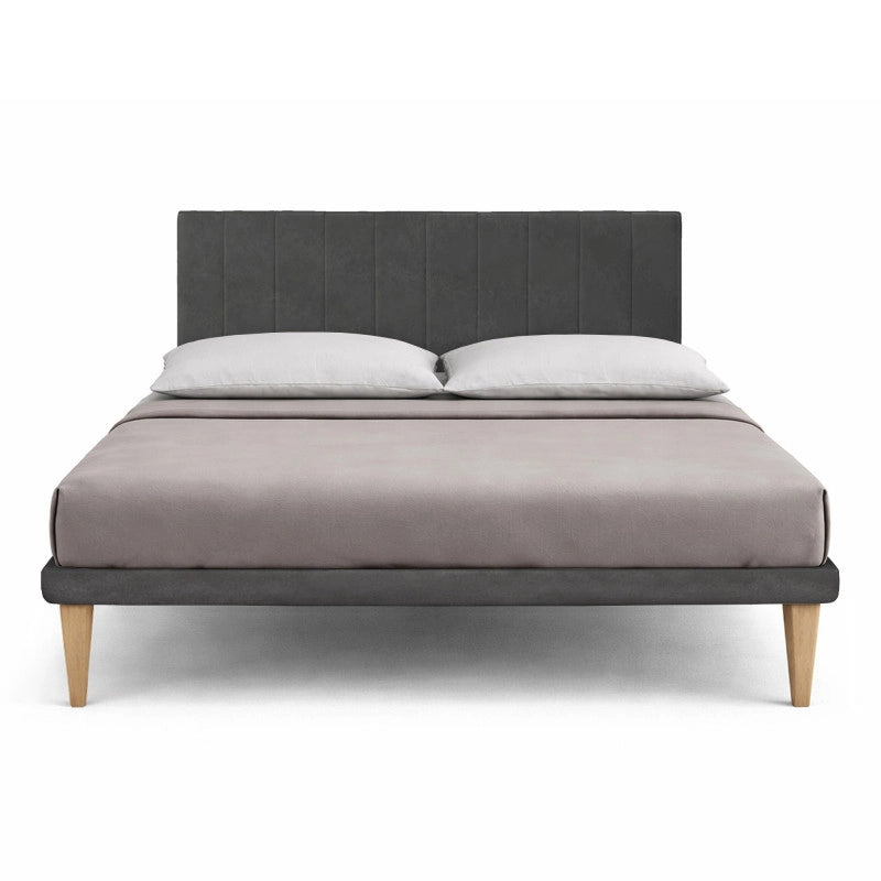 Letto imbottito Letto Matrimoniale alla Francese 140x190 cm Vertical - Con rete,Microfibra,Grigio
