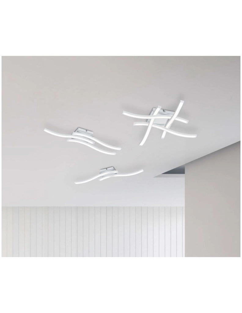 Plafoniera Moderna Route 4 Bacchette Led 4000k Bianco Trio Lighting