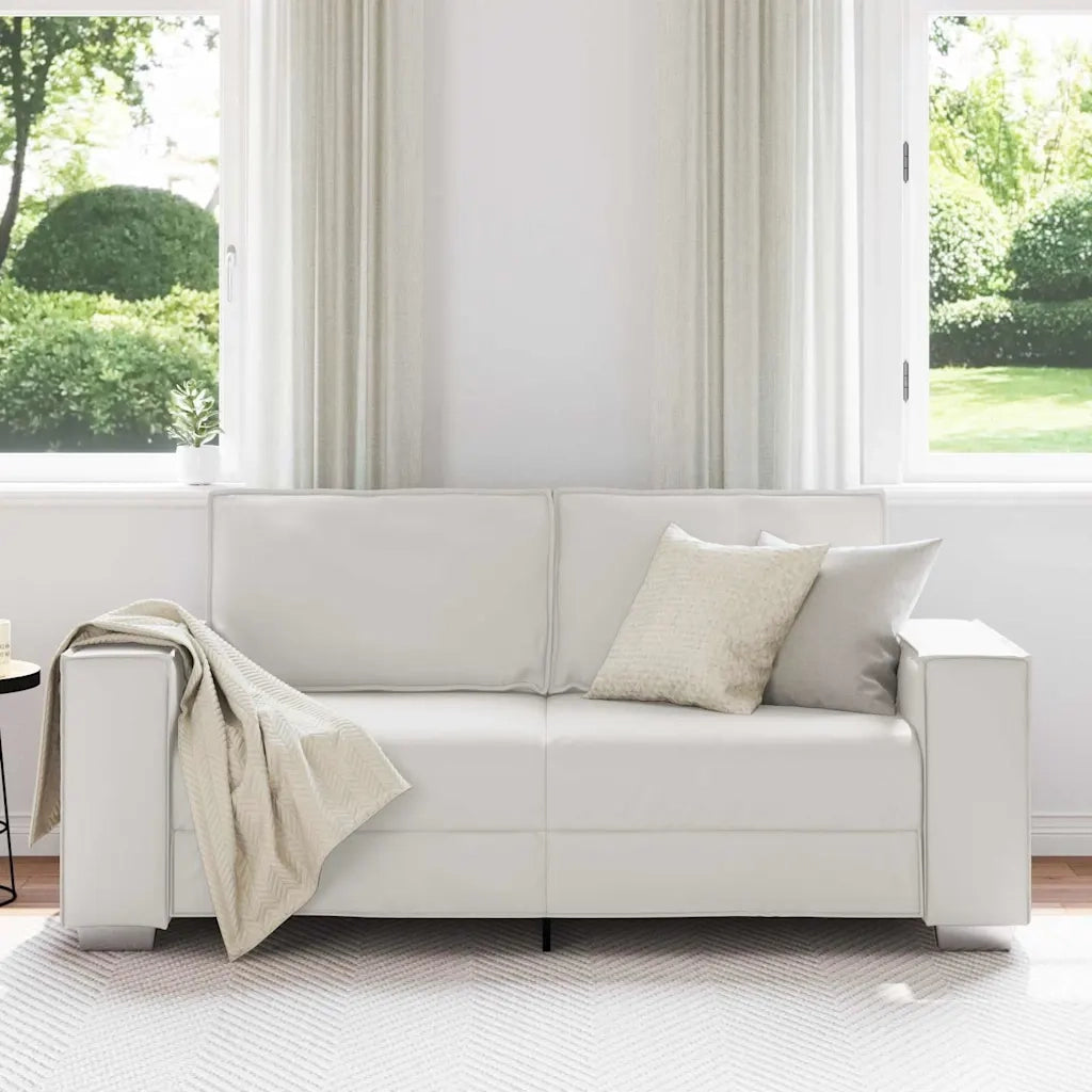 Divano | Divano da soggiorno | Sofa a due posti Bianco 180 cm Pelle Sintetica